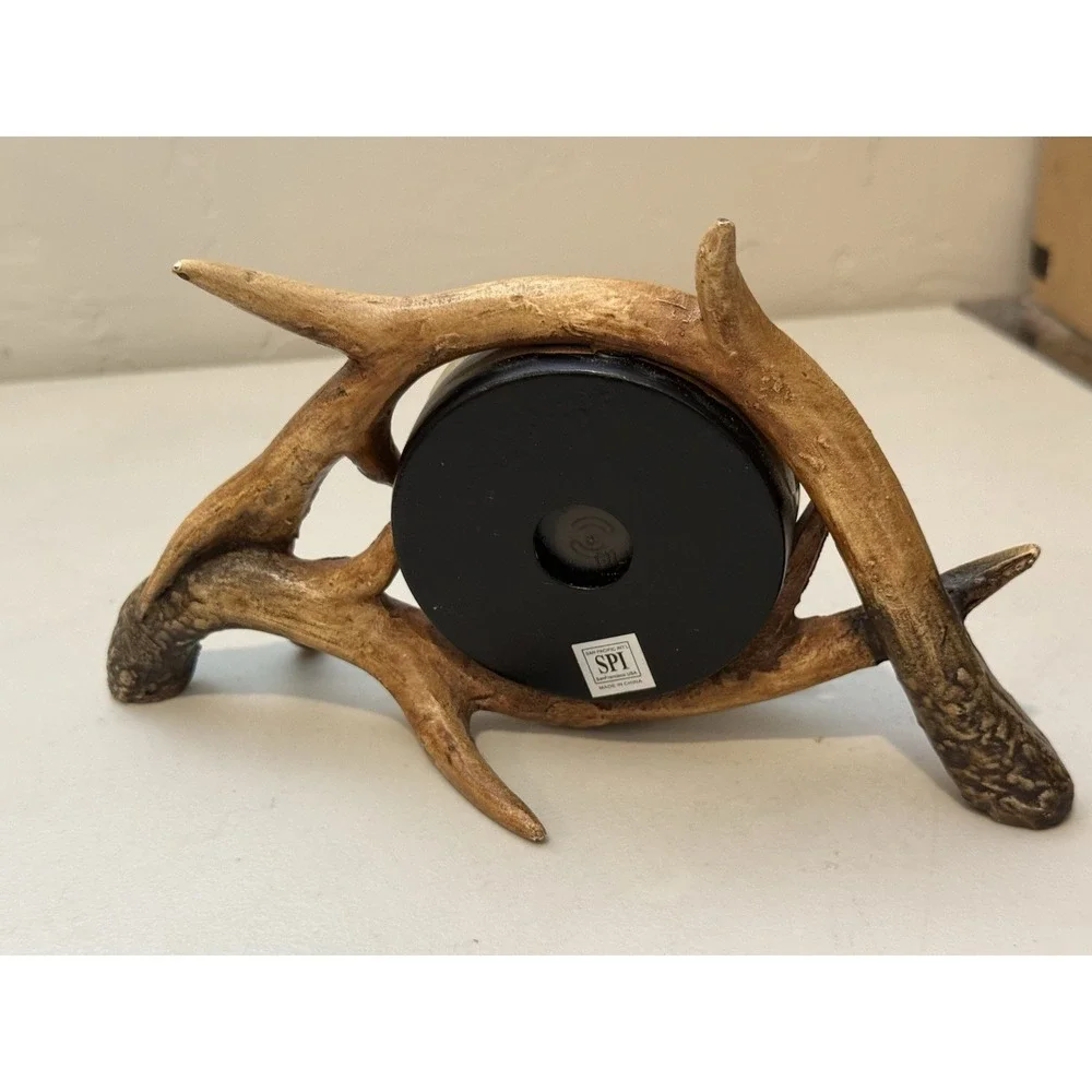 Vintage Deer Antler Clock Mantle Table Desk Resin Clock Battery Operated
